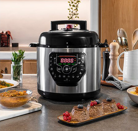 Olla GM modelo H 6L VOZ 6 IDIOMAS + Cestillo de vapor 6L + Cubeta Excellence antiadherente 6L + Cestillo de freír + Recetario a todo color Olla GM modelo H 6L VOZ 6 IDIOMAS + Cestillo de vapor 6L + Cubeta Excellence antiadherente 6L + Cestillo de freír + Recetario a todo color